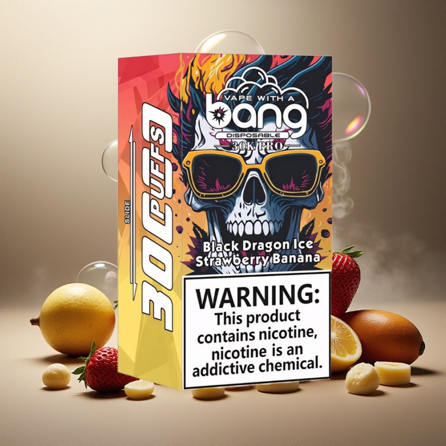 Bang 30K Pro 30000 Puffs Svensk Grossist Engångs Vape Svart Drake Is & Jordgubb Banan Dual-Smak System 36ml