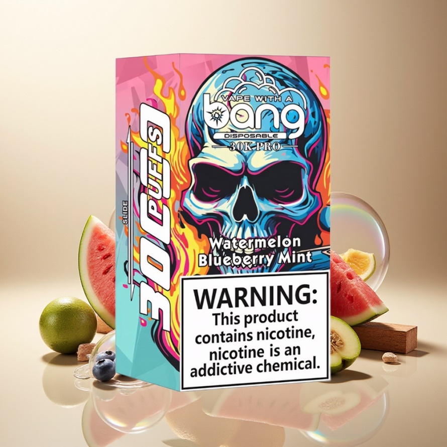 Bang 30K Pro 30000 Puffs Svensk Grossist Engångs Vape Vattenmelon & Blåbärsmynta 36ml Dual-Flavor