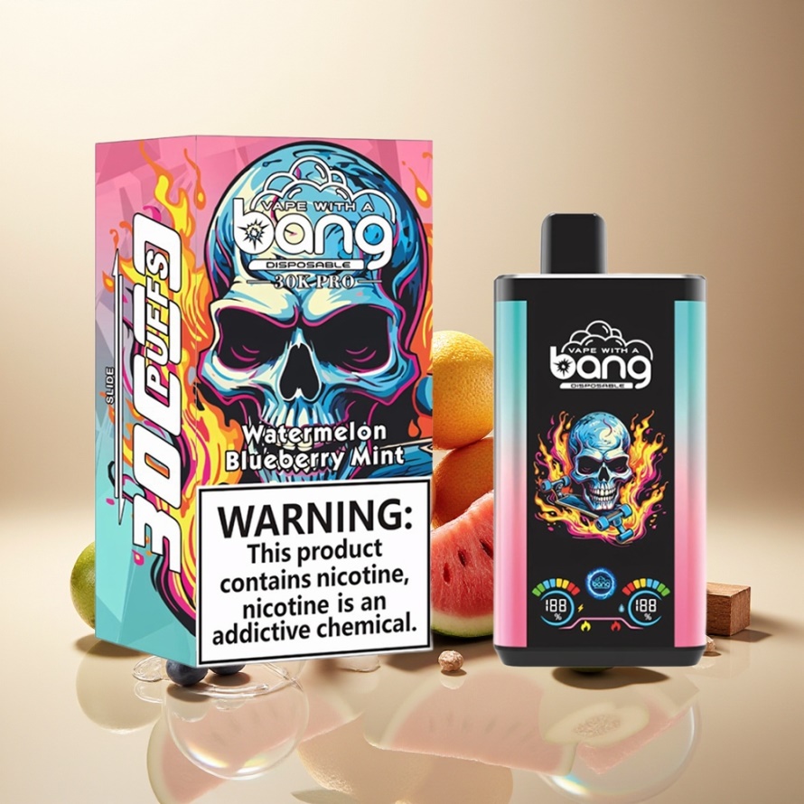 Bang 30K Pro 30000 Puffs Svensk Grossist Engångs Vape Vattenmelon & Blåbärsmynta 36ml Dual-Flavor