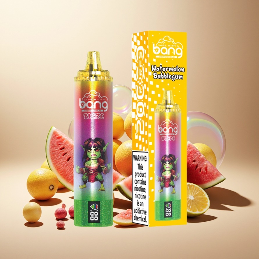 Bang Blaze Tornado 20000 Puffs Engångs Vape Vattenmelon Tuggummi med Type-C laddning & Justerbar Luftflöde 0%,2%,3%,5% Nikotin svensk grossist