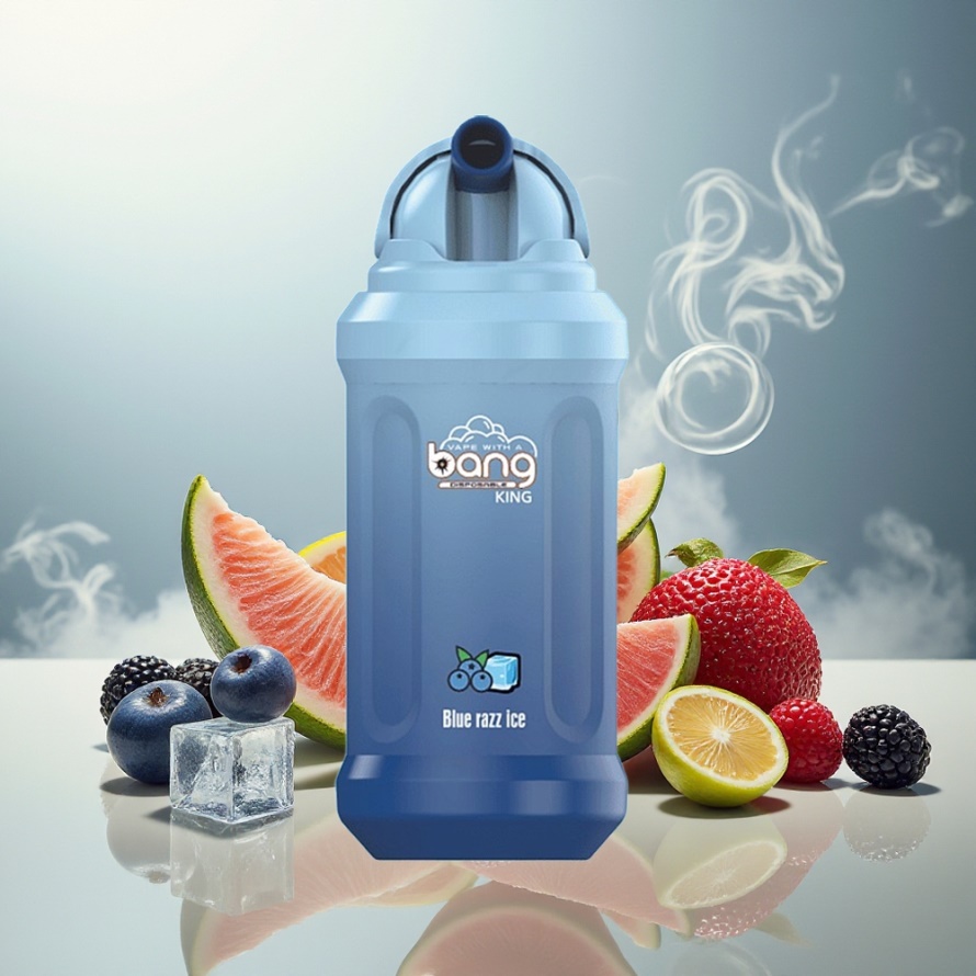 Bang King 12000 Puffs 23ml 650mAh Blå Hallon Is Engångs Vape svensk grossist