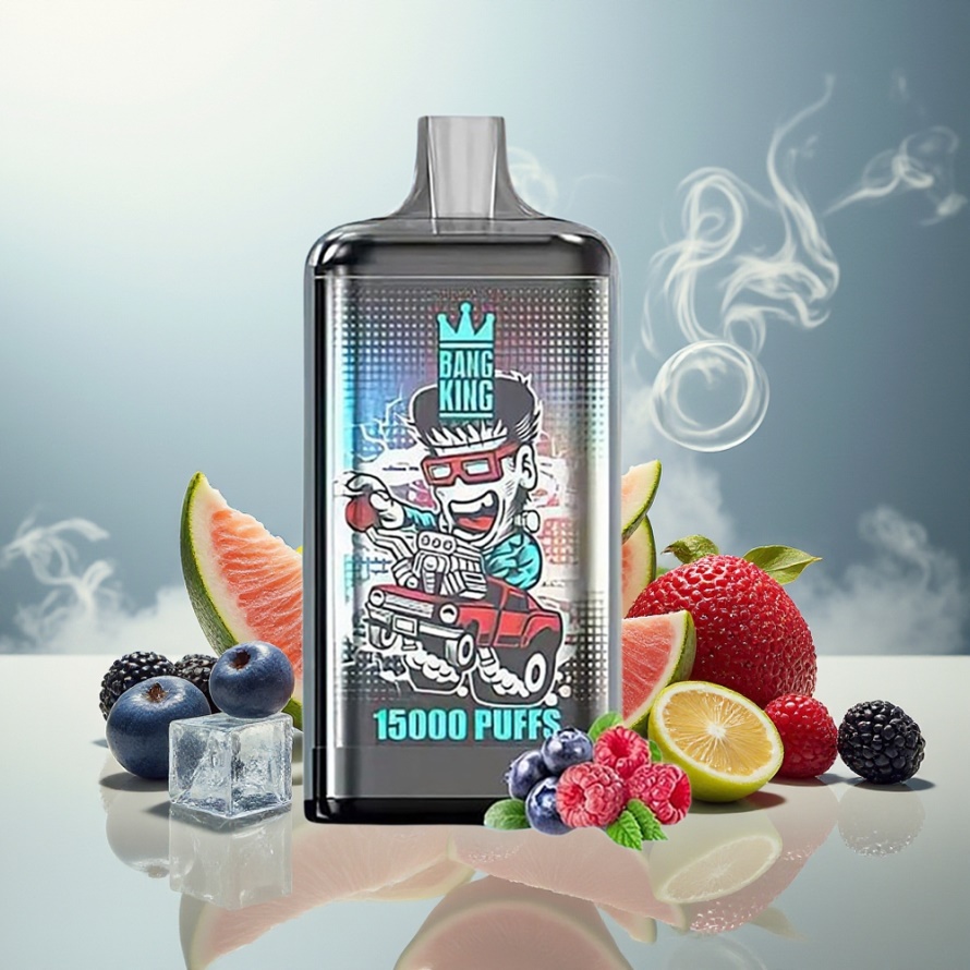 Bang King 15000 Puffs Svensk Grossist Engångs Vape Blå Hallon Is