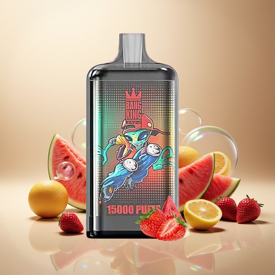 Bang King 15000 Puffs Svensk Grossist Engångs Vape Jordgubb Vattenmelon Färgglad Design