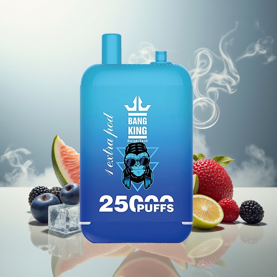 Bang King 25000 Puffs Svensk Grossist Engångs Vape Blå Hallon Is 46ml Dual Pod