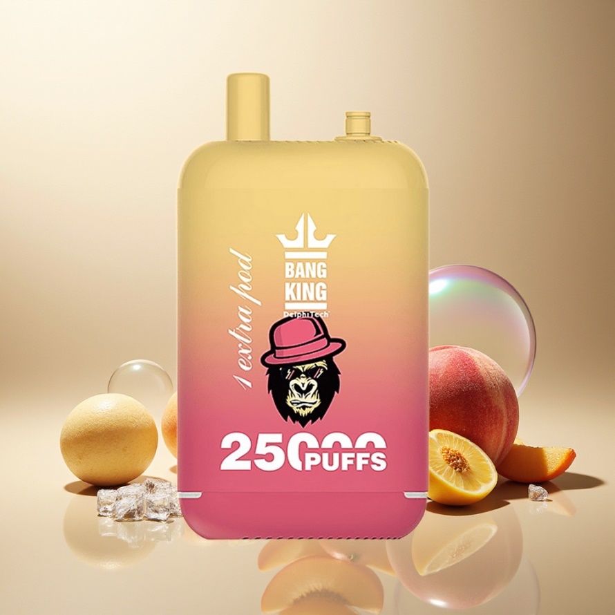 Bang King 25000 Puffs Svensk Grossist Engångs Vape Saftig Persika Is 46ml Dual Pod System