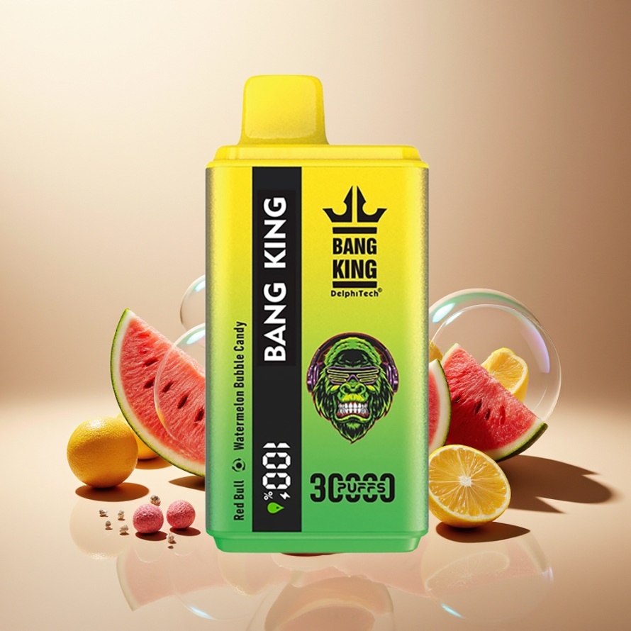 Bang King 30000 Puffs 36ml 550mAh 1.2 Mesh Dual Coil Type-C Svensk Grossist Engångs Vape Röd Oxa Vattenmelon Bubbla Godis