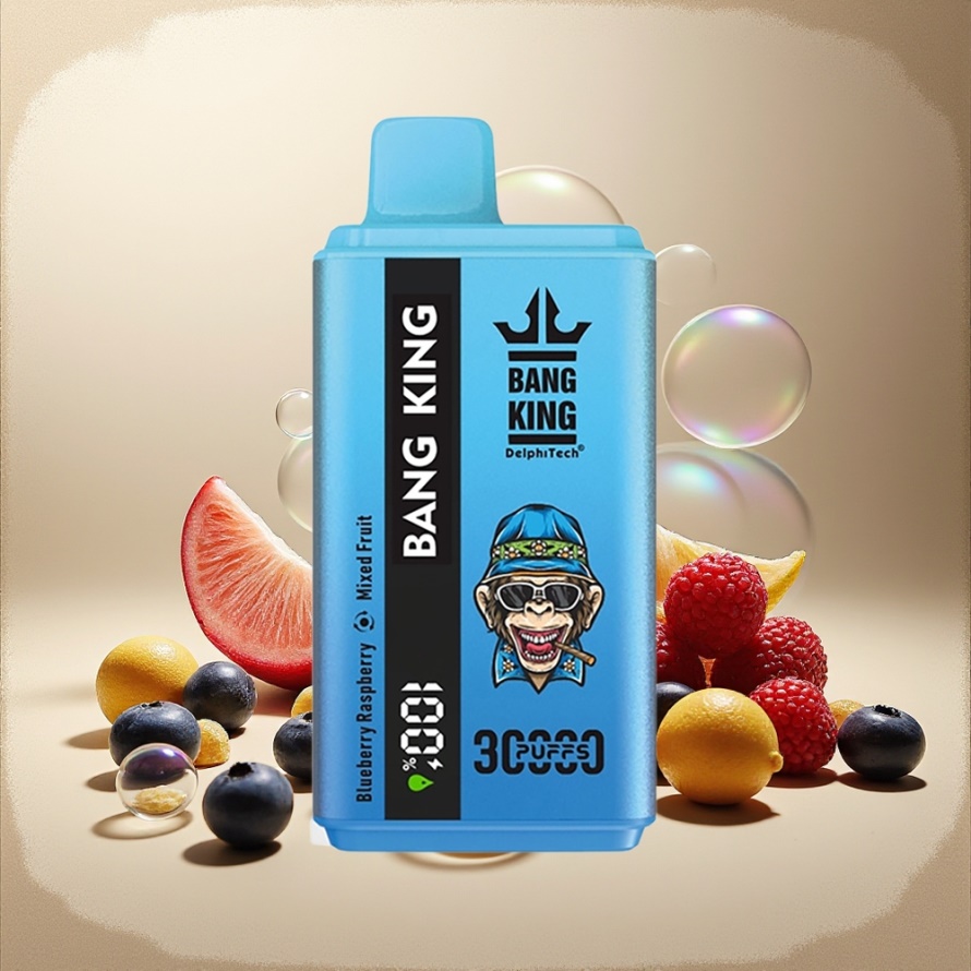 Bang King 30000 Puffs Engångs Vape Blåbär Hallon Blandad Mögel Frukt 36ml 550mAh 1.2 Mesh Dual Coil Type-C Svensk Grossist