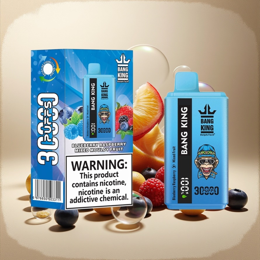 Bang King 30000 Puffs Engångs Vape Blåbär Hallon Blandad Mögel Frukt 36ml 550mAh 1.2 Mesh Dual Coil Type-C Svensk Grossist