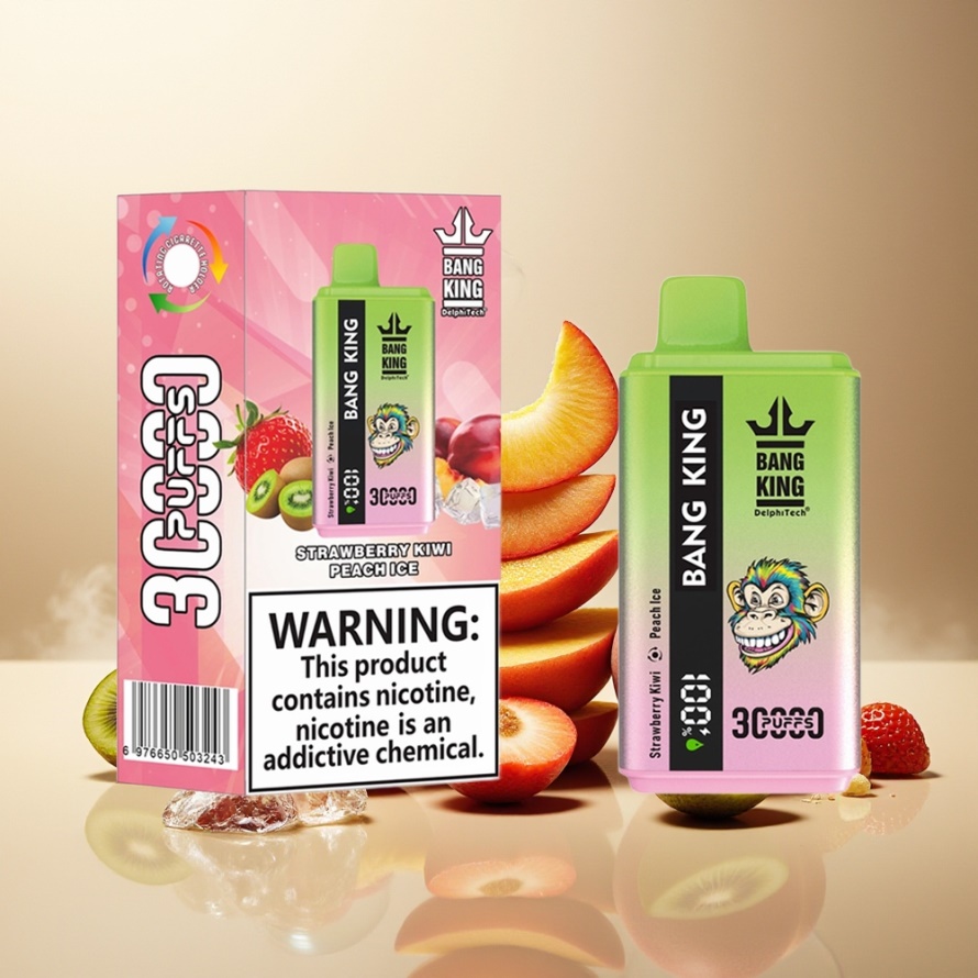 Bang King 30000 Puffs Engångs Vape Jordgubb Kiwi Persika Is 36ml 550mAh svensk grossist