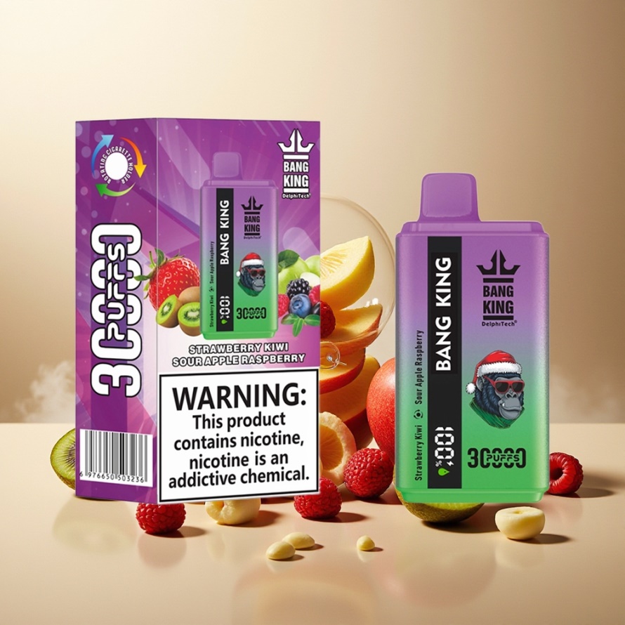 Bang King 30000 Puffs Engångs Vape Jordgubb Kiwi Sur Äpple Hallon 36ml 550mAh Svensk Grossist