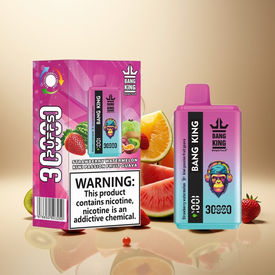 Bang King 30000 Puffs Engångs Vape Jordgubb Vattenmelon Kiwi Passionfrukt Guava 36ml 550mAh Type-C Svensk Grossist