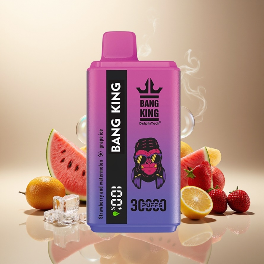 Bang King 30000 Puffs Svensk Grossist Engångs Vape Jordgubb & Vattenmelon Druva Is 36ml 550mAh Type-C