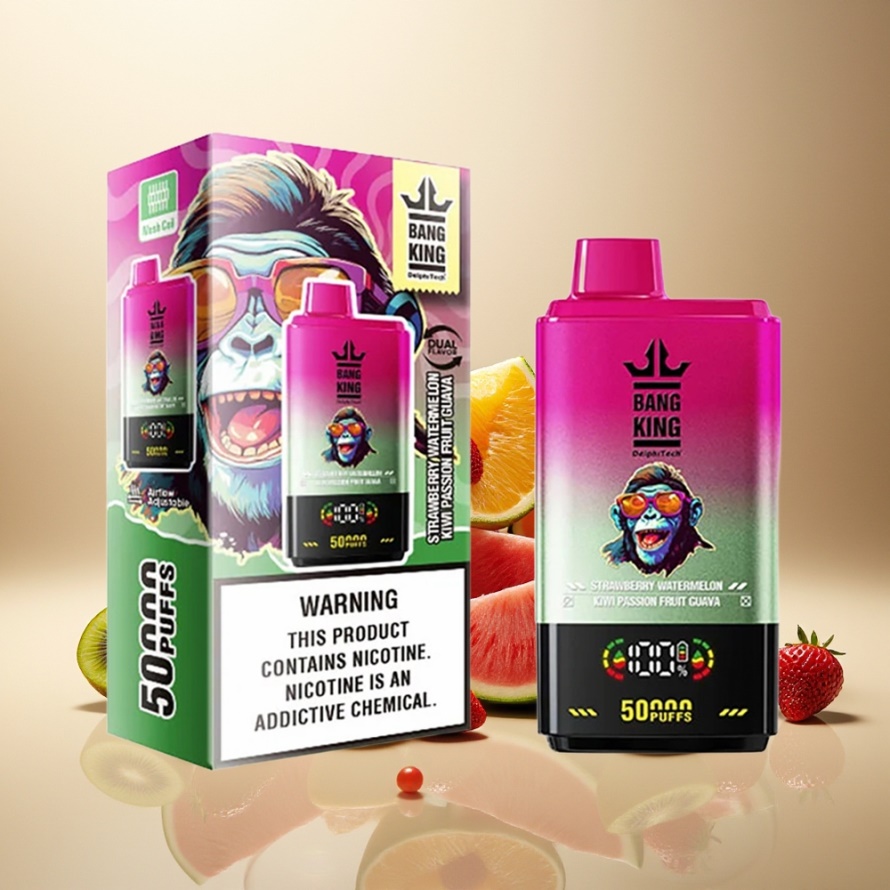 Bang King 50000 Engångs Vape Jordgubb Vattenmelon Kiwi Passionfrukt Guava 50ml 850mAh svensk grossist