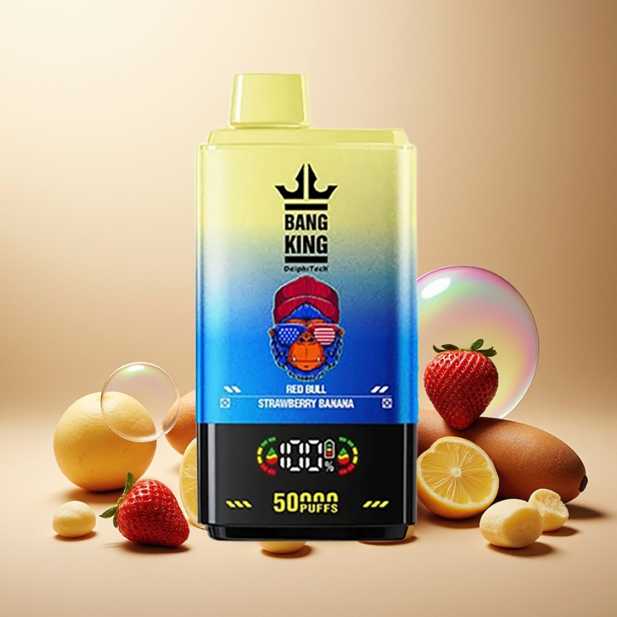 Bang King 50000 Engångs Vape Röd Tjurs Jordgubb Banan 50ml 850mAh svensk grossist