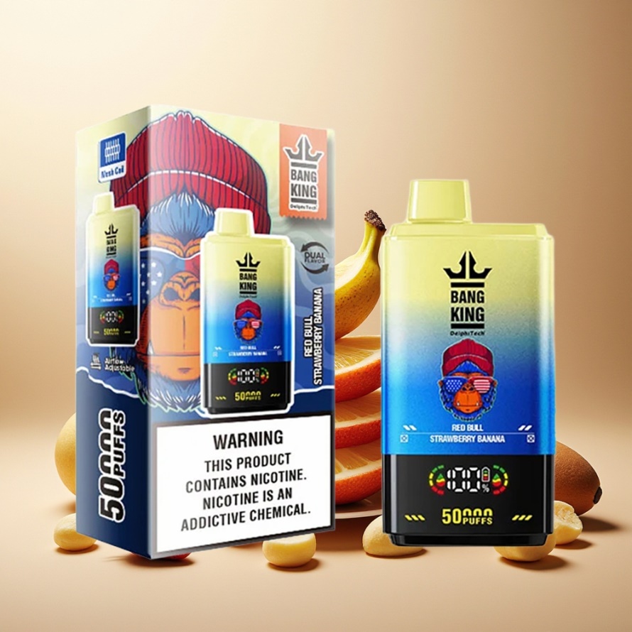 Bang King 50000 Engångs Vape Röd Tjurs Jordgubb Banan 50ml 850mAh svensk grossist