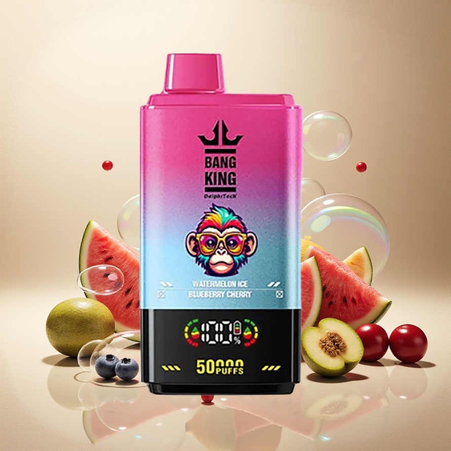 Bang King 50000 Engångs Vape Vattenmelon Blåbär Körsbär Svensk Grossist 50ml 850mAh Type-C Luftflöde
