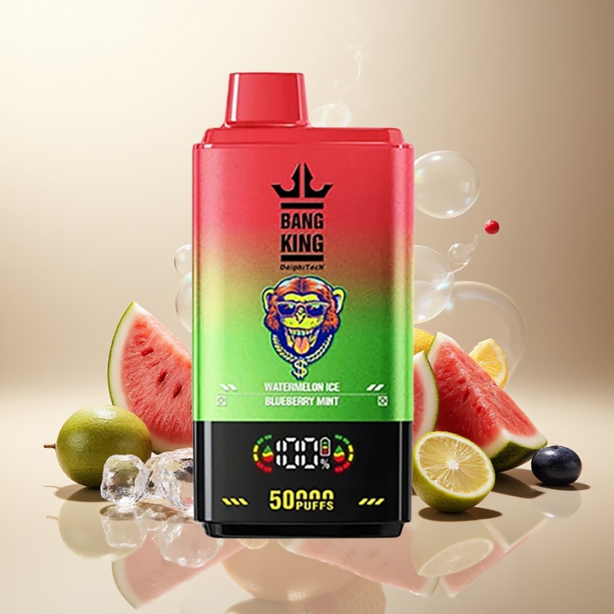Bang King 50000 Engångsvattenmelon Is Blåbär Mynta Svensk Grossist 50ml 850mAh Type-C
