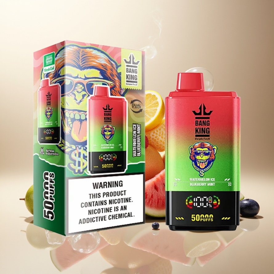 Bang King 50000 Engångsvattenmelon Is Blåbär Mynta Svensk Grossist 50ml 850mAh Type-C