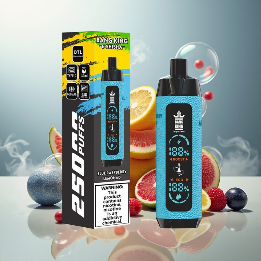 Bang King Shisha 25000 Puffs Svensk Grossist Engångs Vape Blå Hallon Citron