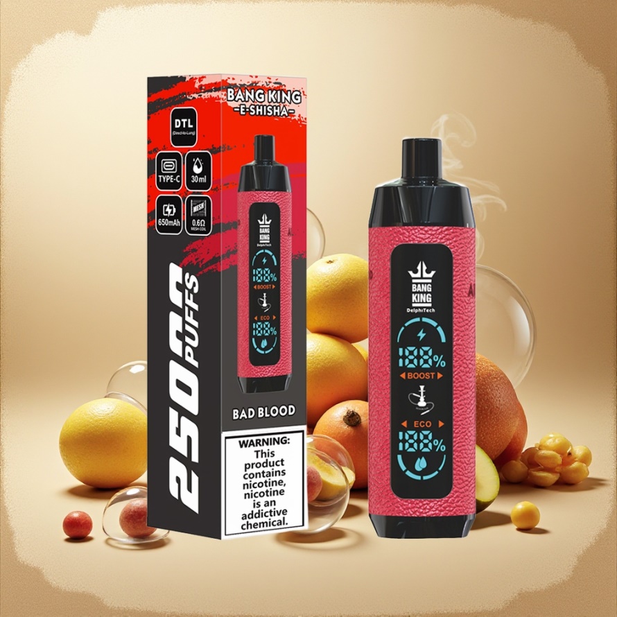 Bang King Shisha 25000 Puffs Svensk Grossist Engångs Vape Dåligt Blod 30ml 650mAh Mesh 0.6Ω Type-C