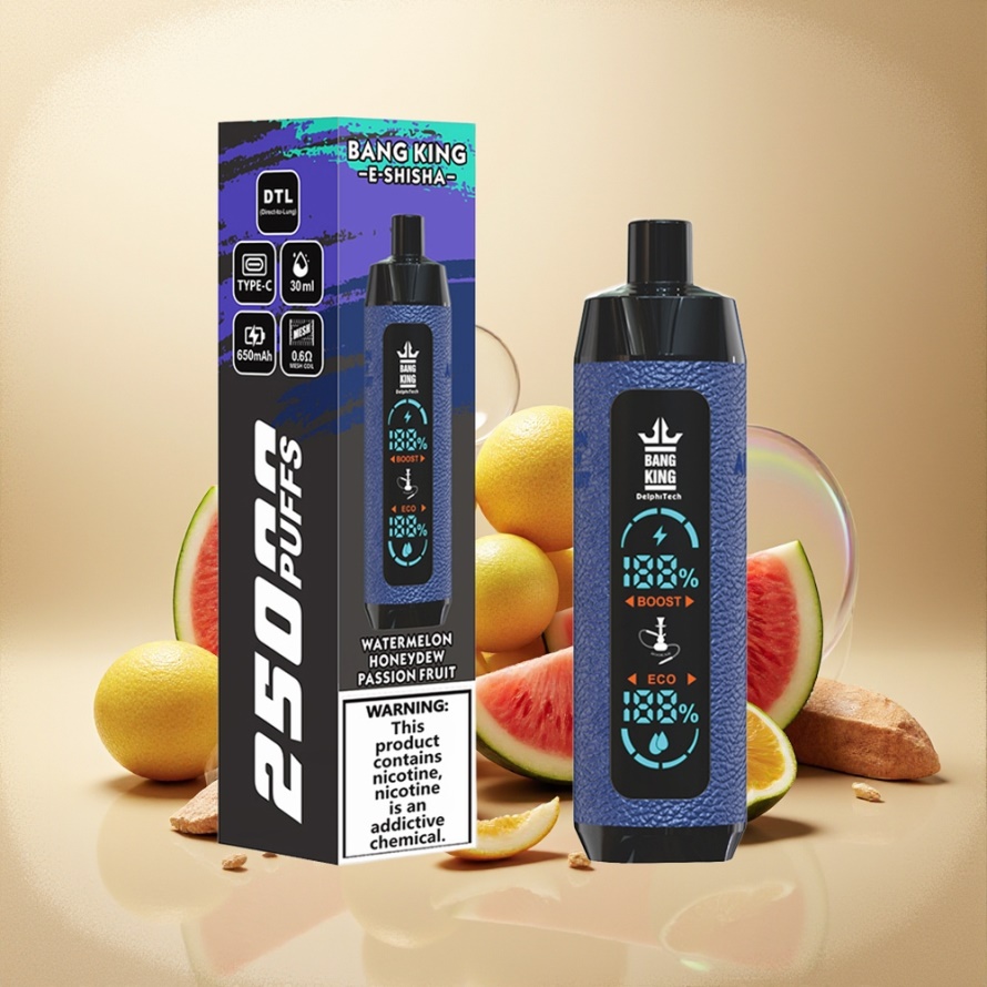 Bang King Shisha 25000 Puffs Svensk Grossist Engångs Vape Vattenmelon Honungsmelon Passionsfrukt 30ml 650mAh Type-C