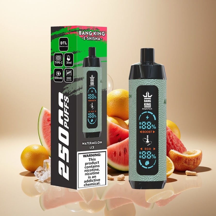 Bang King Shisha 25000 Puffs Svensk Grossist Engångs Vape Vattenmelon Is 30ml 650mAh Type-C