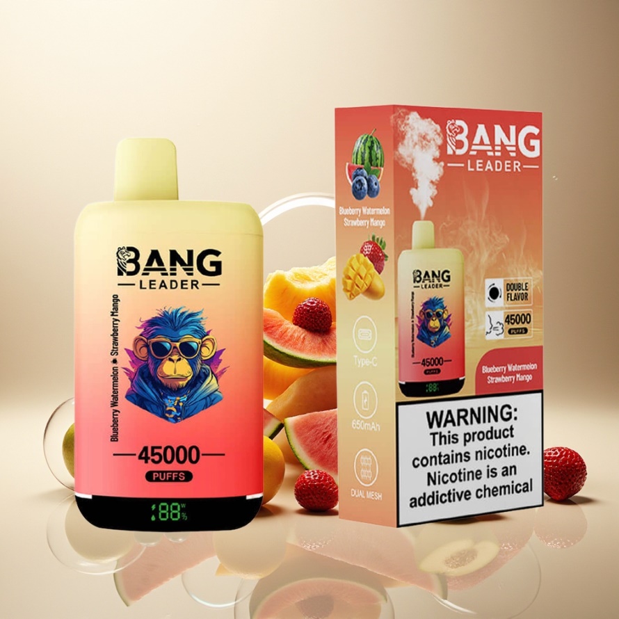Bang Leader 45000 Puffs Engångs Vape Blåbär Vattenmelon Jordgubb Mango Svensk Grossist Smart Skärm Typ-C