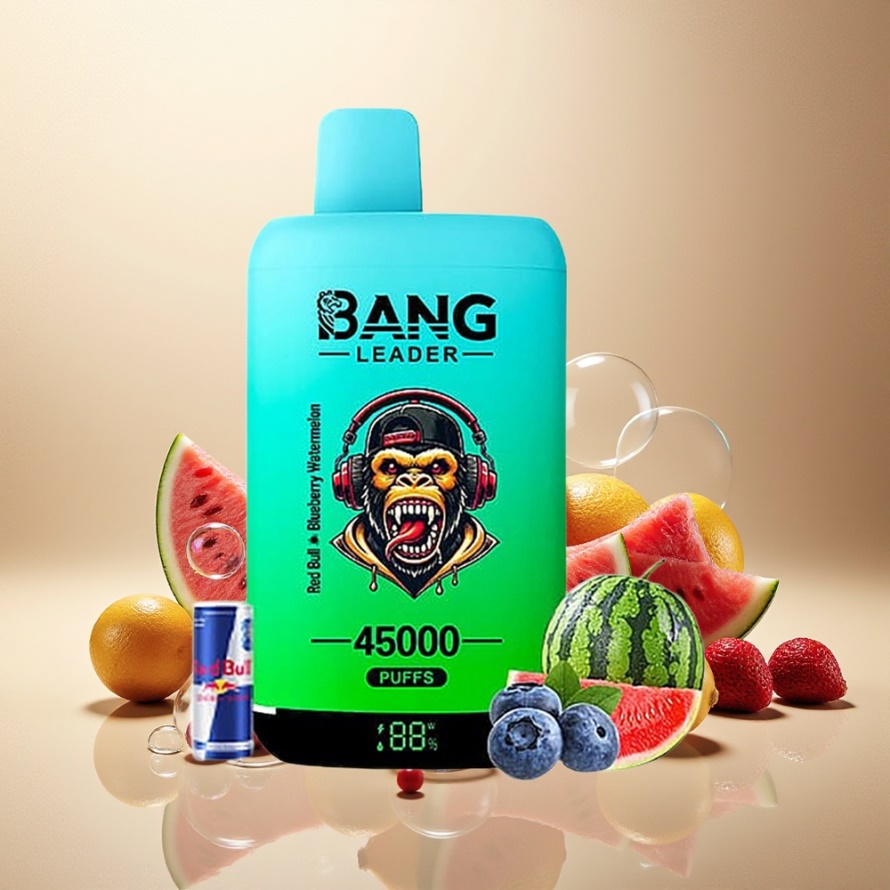Bang Leader 45000 Puffs Engångs Vape Röd Tjur Blåbär Vattenmelon Svensk Grossist Smart Skärm Typ-C USB