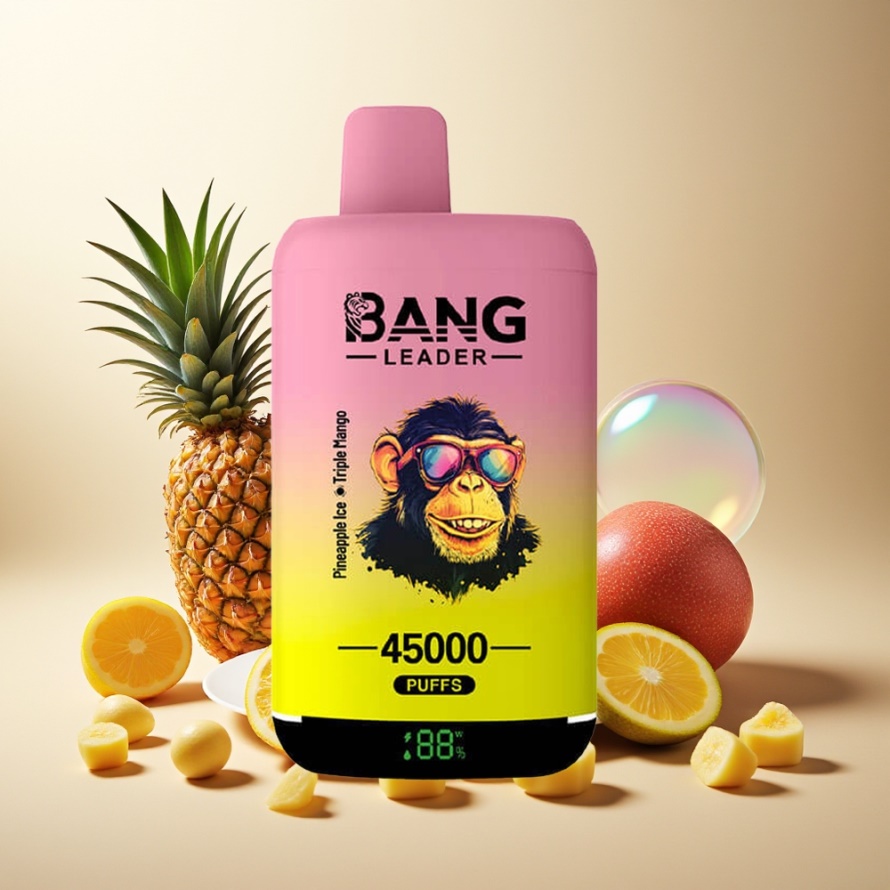 Bang Leader 45000 Puffs Svensk Grossist Engångs Vape Ananas Is Trippel Mango Smart Skärm Typ-C