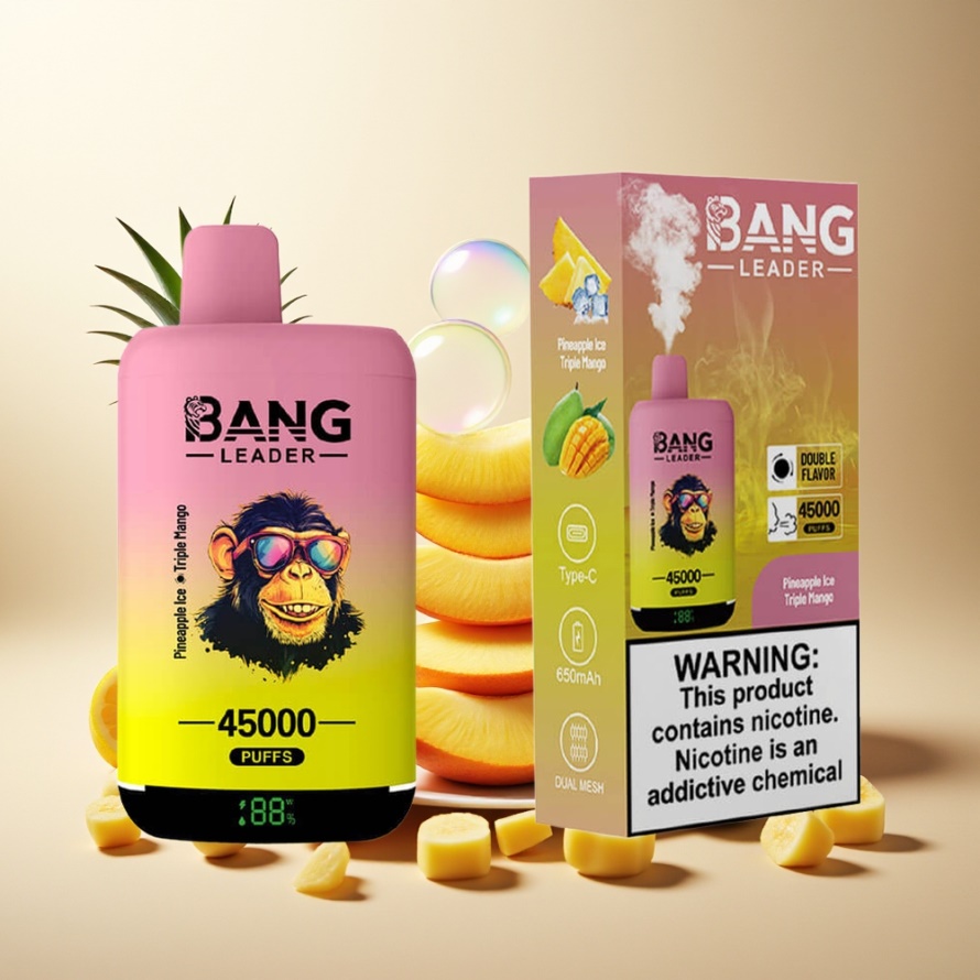 Bang Leader 45000 Puffs Svensk Grossist Engångs Vape Ananas Is Trippel Mango Smart Skärm Typ-C