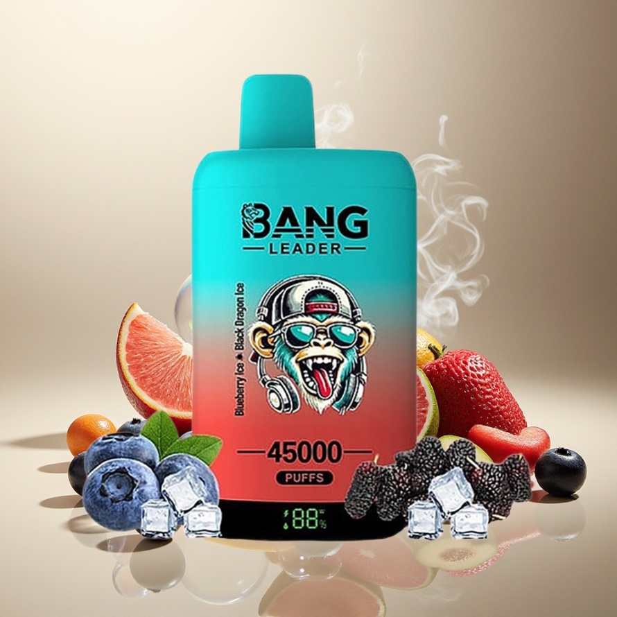 Bang Leader 45000 Puffs Svensk Grossist Engångs Vape Blåbärs Is Svart Drake Is med Smart Skärm & Typ-C USB