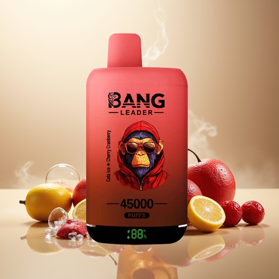 Bang Leader 45000 Puffs Svensk Grossist Engångs Vape Cola Is Körsbär Tranbär Smart Skärm Typ-C USB