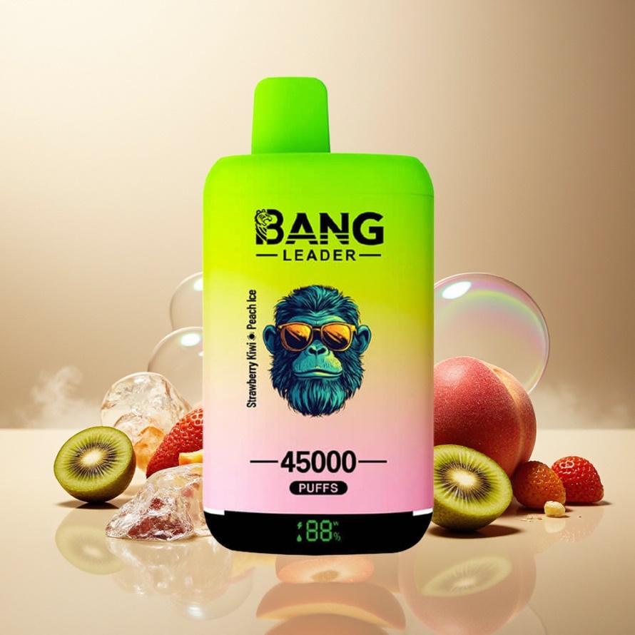 Bang Leader 45000 Puffs Svensk Grossist Engångs Vape Jordgubb Kiwi Persika Is 2-in-1 Smart Skärm Typ-C USB