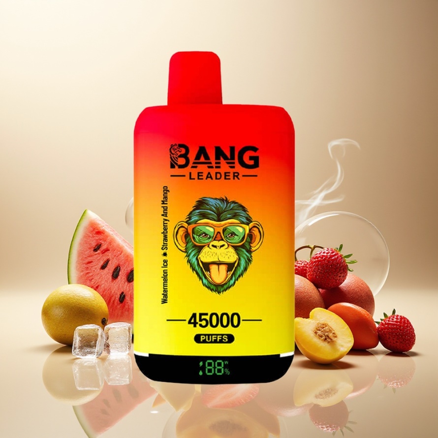 Bang Leader 45000 Puffs Svensk Grossist Engångs Vape Vattenmelon Is Jordgubb Mango med Smart Skärm & Typ-C USB