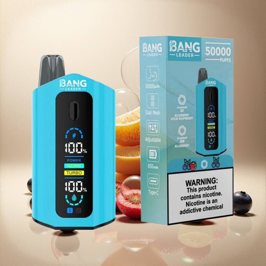 Bang Leader 50000 Puffs Engångs Vape Blåbär Sur Hallon Blåbär med 13400mAh Battery svensk grossist