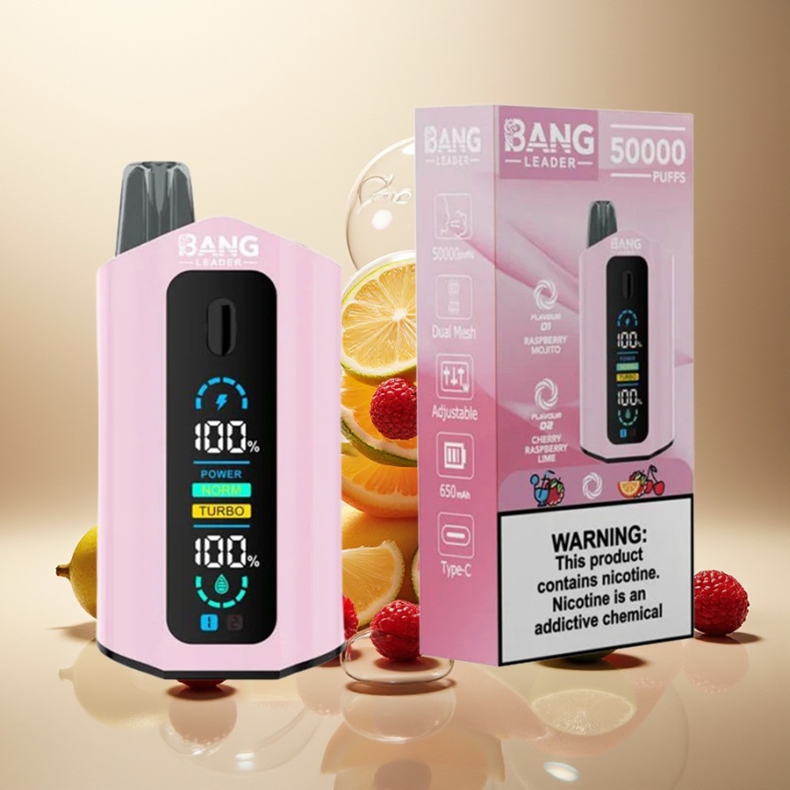 Bang Leader 50000 Puffs Engångs Vape Hallon Mojito Körsbär Hallon Lime – Svensk Grossist – 13400mAh – 36ml – 2-in-1 Smaker