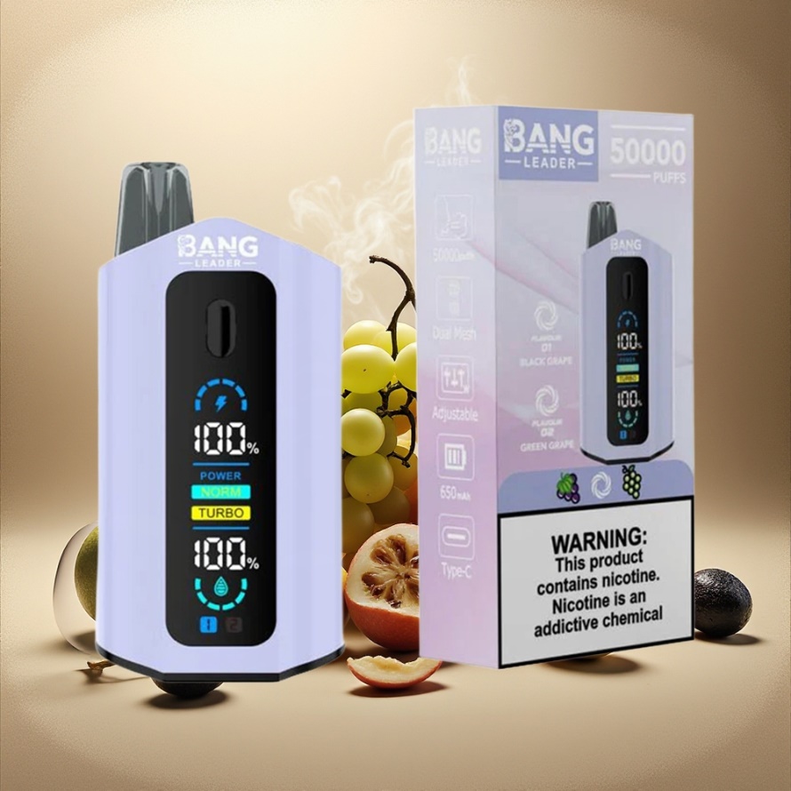 Bang Leader 50000 Puffs Engångs Vape Svart Vinbär Grön Vinbär Svensk Grossist 13400mAh Typ-C