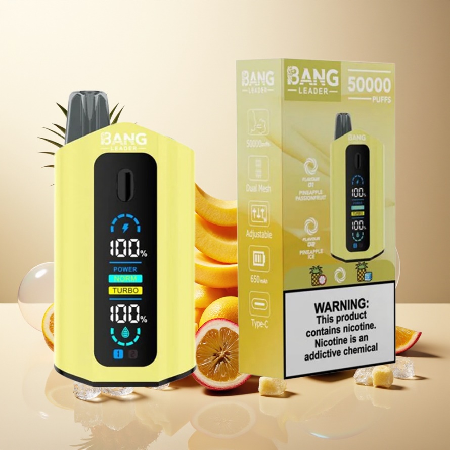 Bang Leader 50000 Puffs Svensk Grossist Engångs Vape Ananas Passionfrukt Ananas Is, 13400mAh, 36ml, Type-C