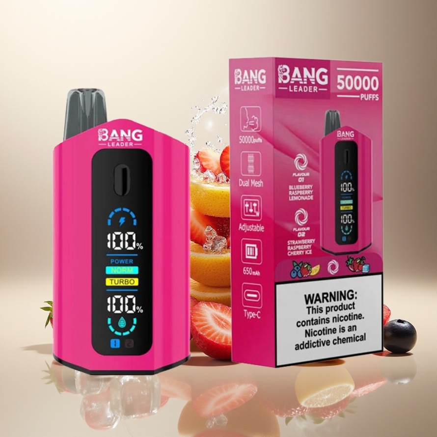 Bang Leader 50000 Puffs Svensk Grossist Engångs Vape Blåbär Hallon Lemonad Jordgubb Hallon Körsbär Is med 13400mAh & 36ml