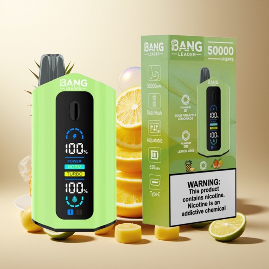 Bang Leader 50000 Puffs Svensk Grossist Engångs Vape Sur Ananas Lemonad Citron Lime 13400mAh Typ-C