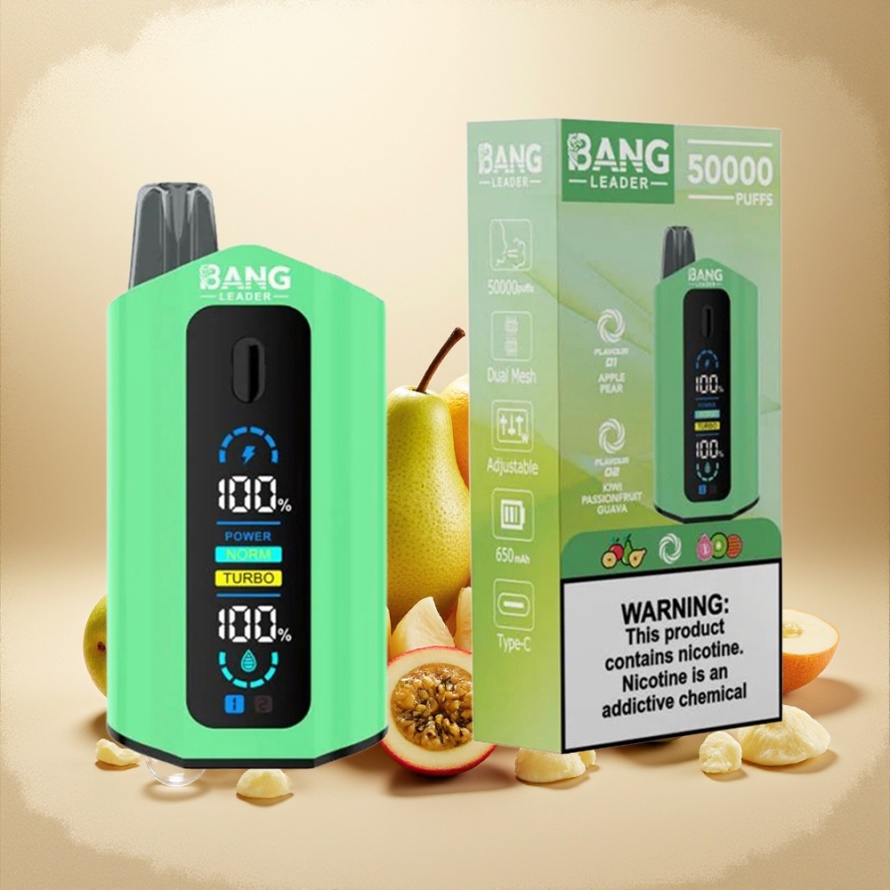 Bang Leader 50000 Puffs Svensk Grossist Engångs Vape Äpple-Päron-Kiwi-Passionfrukt-Guava 13400mAh 36ml