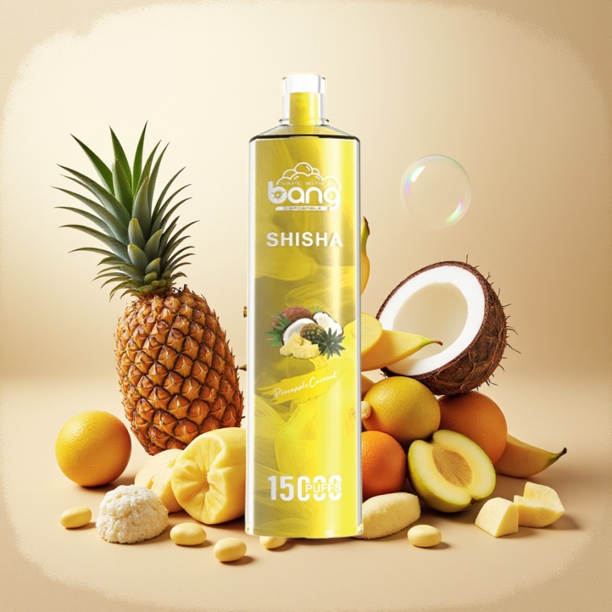 Bang Shisha 15000 Puffs Engångs Vape Ananas Kokosnöd med 23ml E-liquid & Type-C Laddning – Svensk Grossist