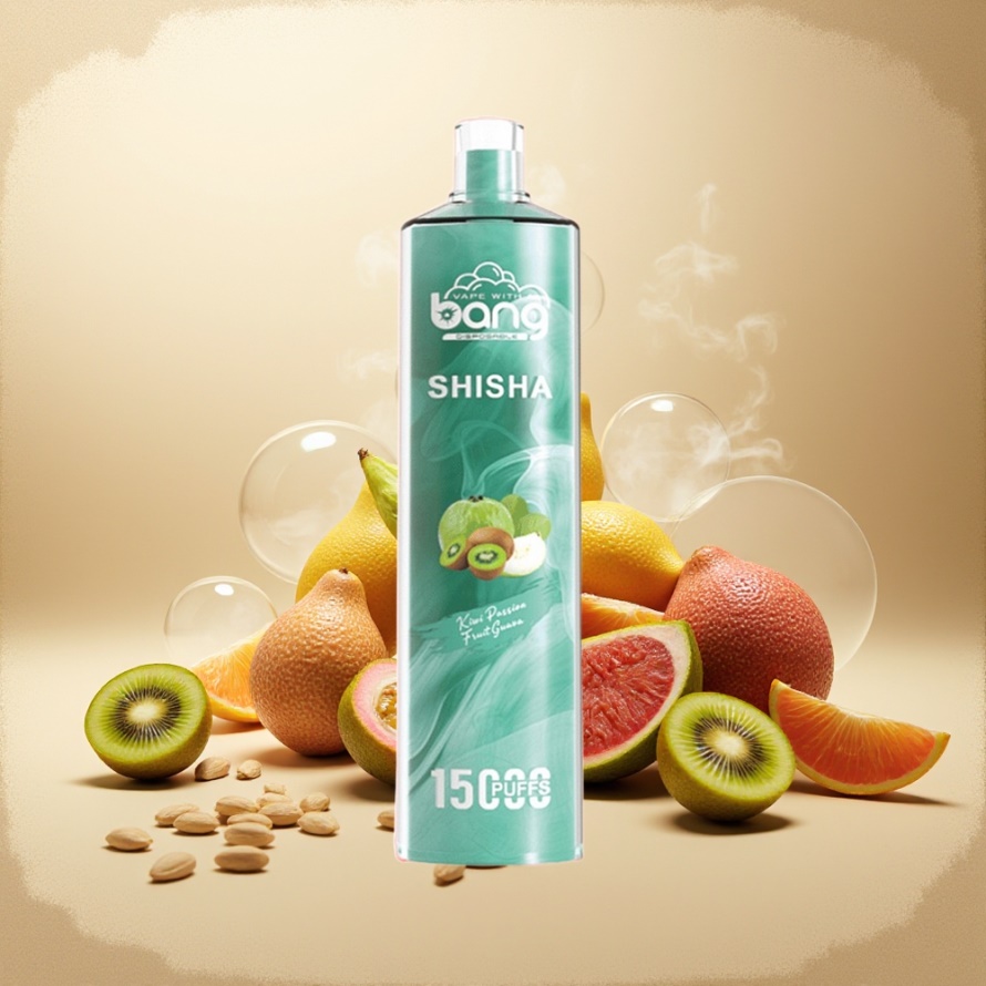 Bang Shisha 15000 Puffs Engångs Vape Kiwi Passionsfrukt Guava – 23ml E-liquid, Type-C, 600mAh, svensk grossist