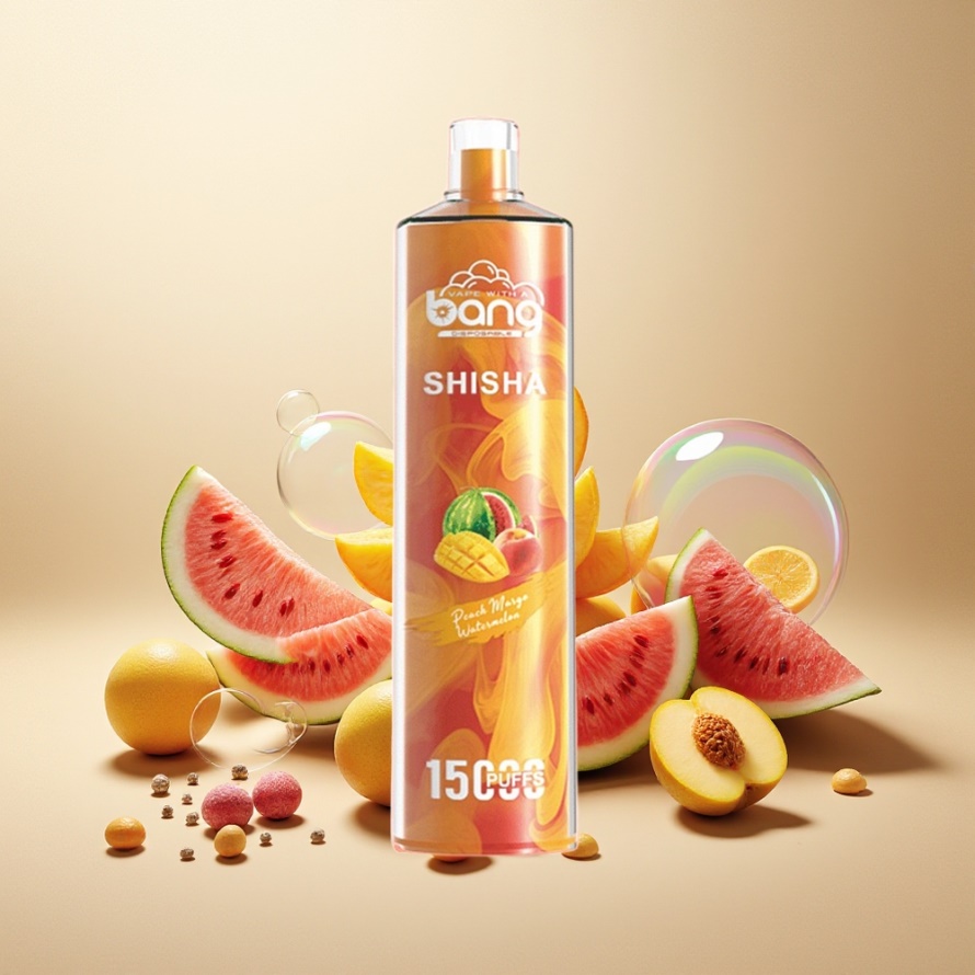 Bang Shisha 15000 Puffs Engångs Vape Persika Mango Vattenmelon svensk grossist med 23ml E-liquid & Type-C Laddning