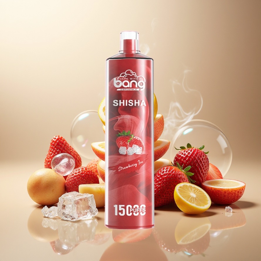 Bang Shisha 15000 Puffs Engångsvape Jordgubb Is med 23ml E-vätska & Type-C svensk grossist
