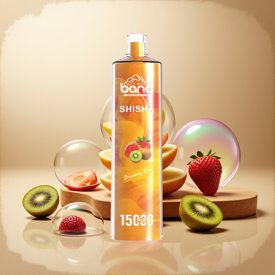 Bang Shisha 15000 Puffs Svensk Grossist Engångs Vape Jordgubb Kiwi med 23ml E-liquid & Type-C