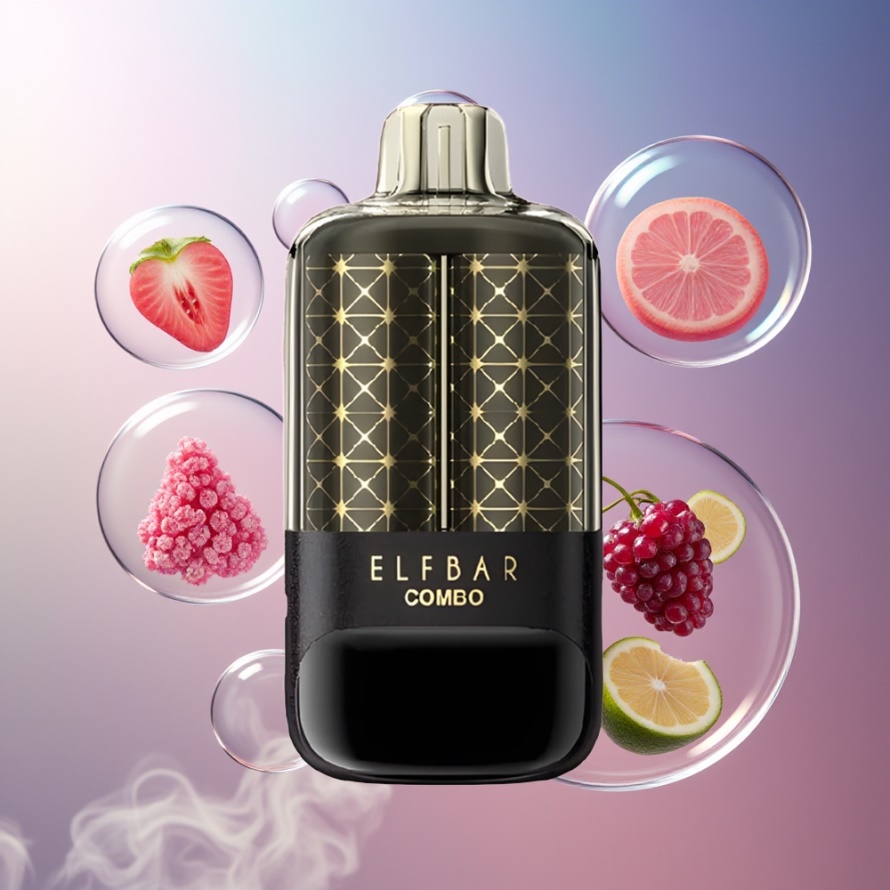 ELF BAR COMBO 25000 Puffs Engångsvape Rosa Citron & Druva Frukt – Svensk Grossist – 22ml E-vätska, 700mAh, Typ-C, 5% Nikotin, Dubbla Luftflöden