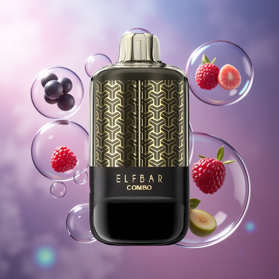 ELF BAR COMBO 25000 Puffs Engångsvape Svartvinbär Hallon & Druva Svensk Grossist 700mAh Type-C 5% Nicotin