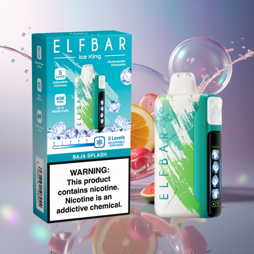 Elf Bar Ice King 40000 Puffs Engångsvape Baja Splash Svensk Grossist med 20ml E-Liquid och LCD Display