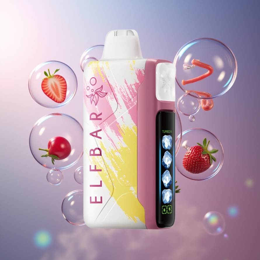 Elf Bar Ice King 40000 Puffs Svensk Grossist Engångsvape Körsbär Strazz med LCD Display & Laddningsbar 850mAh Batteri